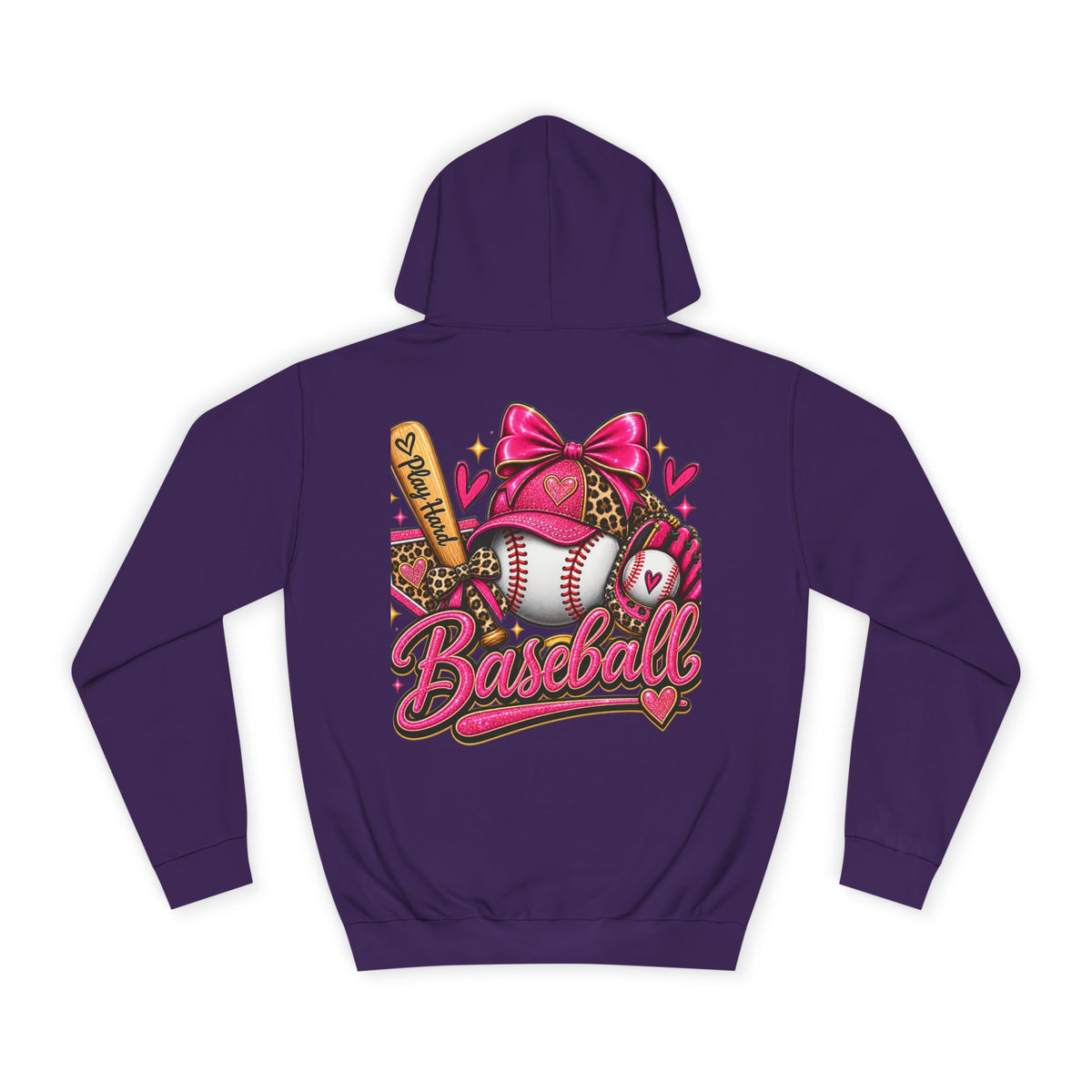 Baseball Hoodie – Cute Pink Bow Softball Fan Pullover