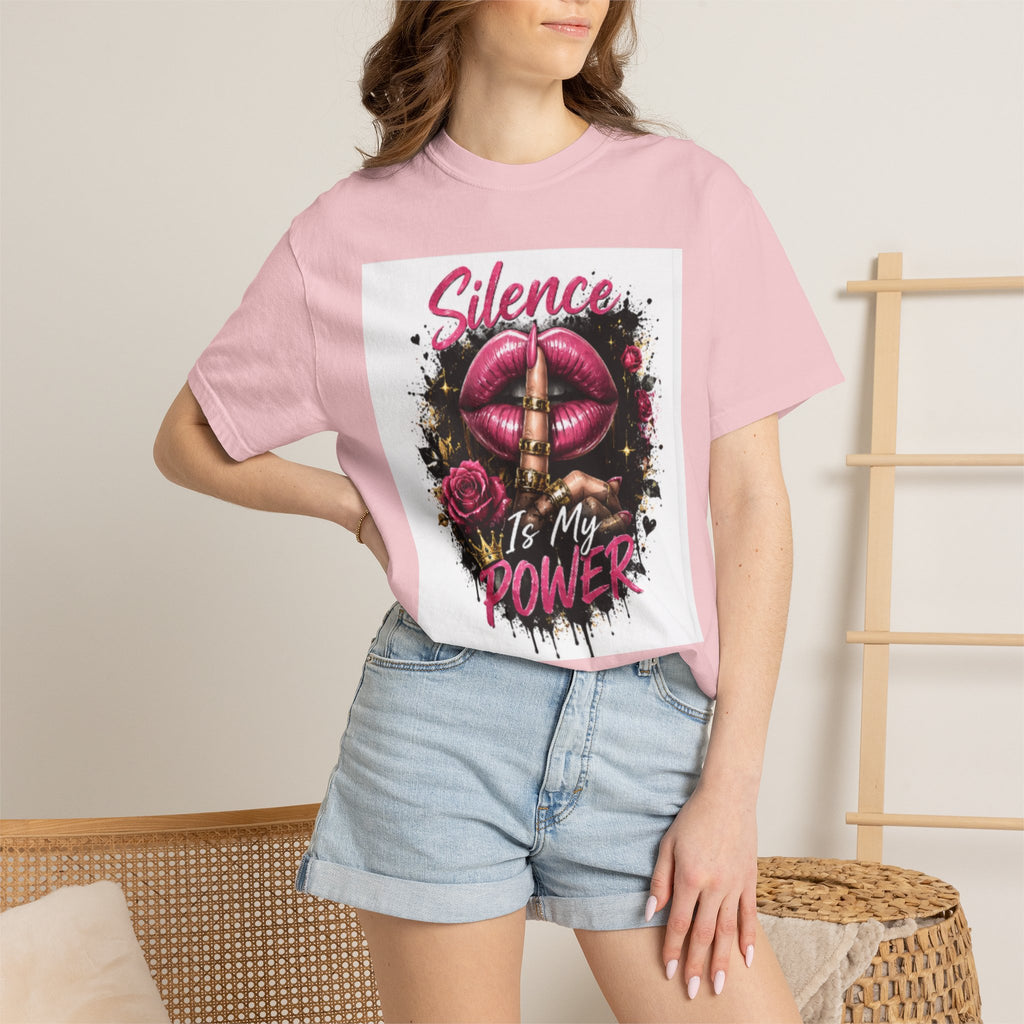 Silence Is My Power T-Shirt — Graphic Lip & Rose Statement Tee