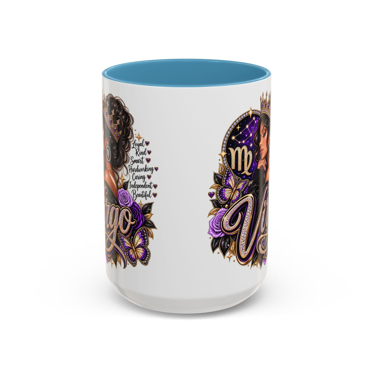 Virgo Zodiac Accent Coffee Mug — Purple Crowned Virgo Astrology Gift (11/15oz)