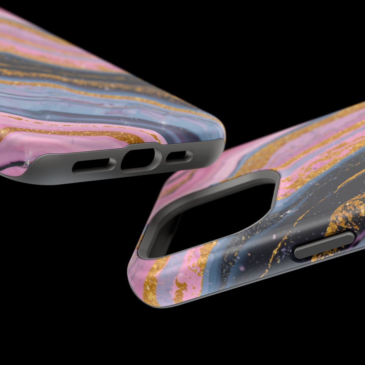 Marbled Pink & Gold Magnetic Phone Case — Impact-Resistant Protective Cover