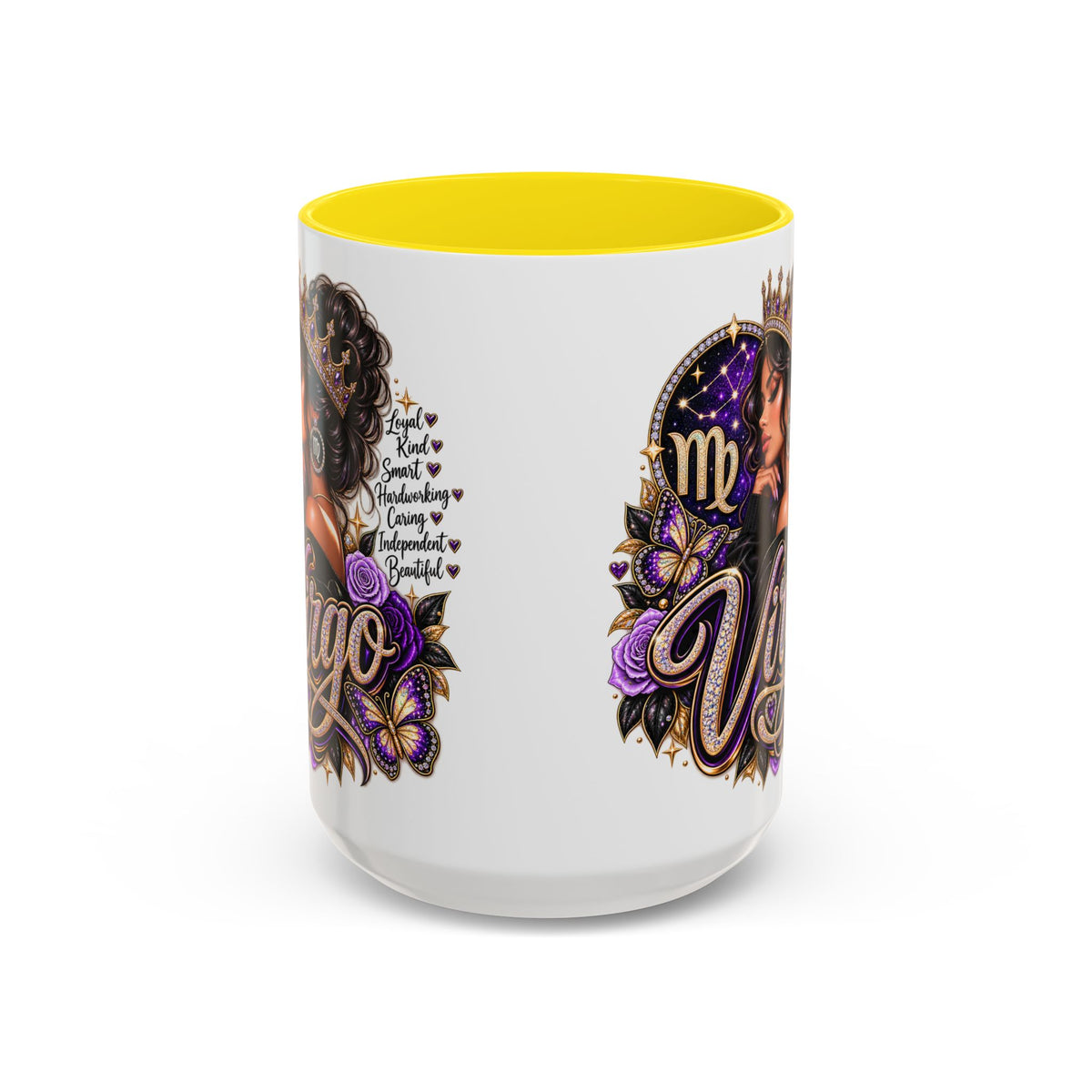 Virgo Zodiac Accent Coffee Mug — Purple Crowned Virgo Astrology Gift (11/15oz)