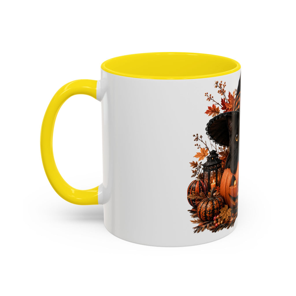 Halloween Black Cat Pumpkin Coffee Mug – Autumn Witch Hat Accent Mug (11/15oz)