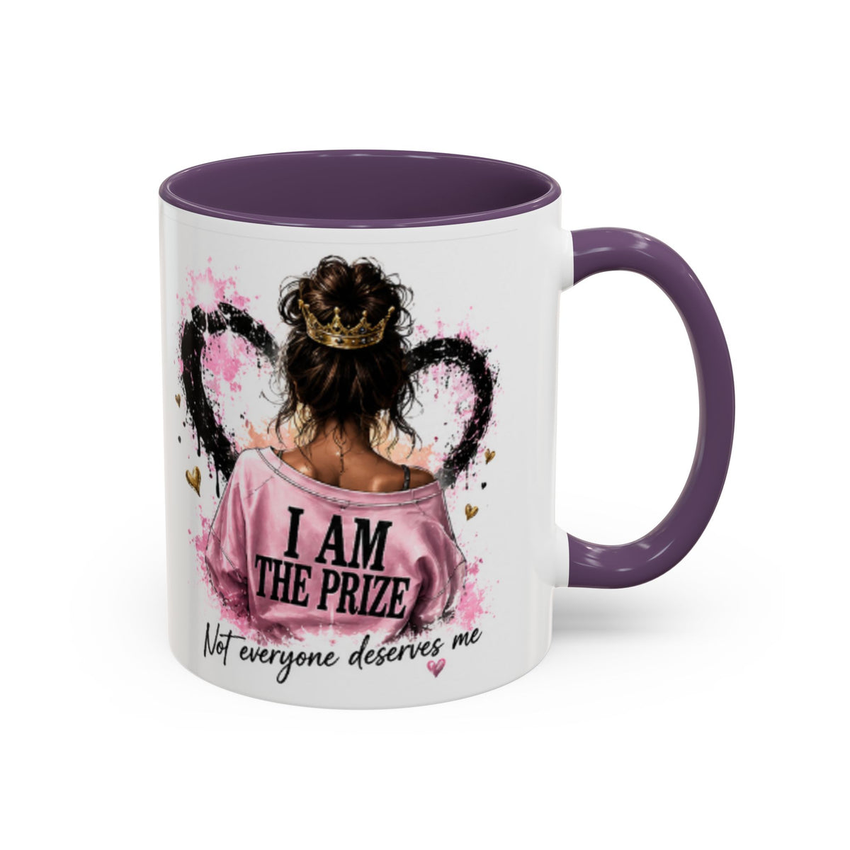 Accent Coffee Mug — "I Am The Prize" Floral Heart Design (11/15oz)
