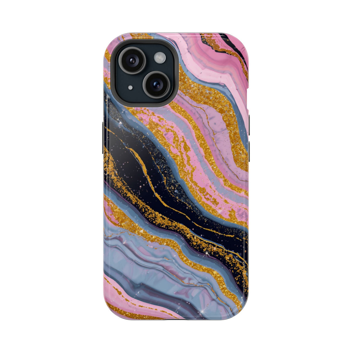 Marbled Pink & Gold Magnetic Phone Case — Impact-Resistant Protective Cover