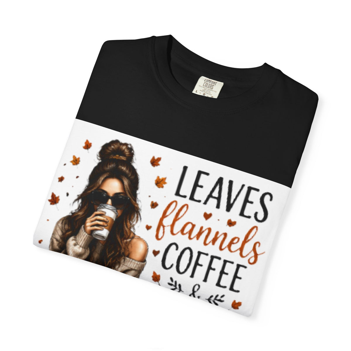 Fall Vibes Tee – "Leaves Flannels Coffee & Fall Vibes" Graphic T-Shirt
