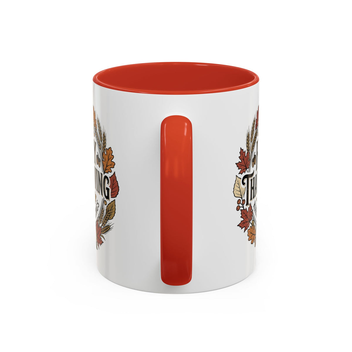 Happy Thanksgiving Accent Coffee Mug — "Harvest Blessings" Fall Pumpkin Wreath (11/15 oz)