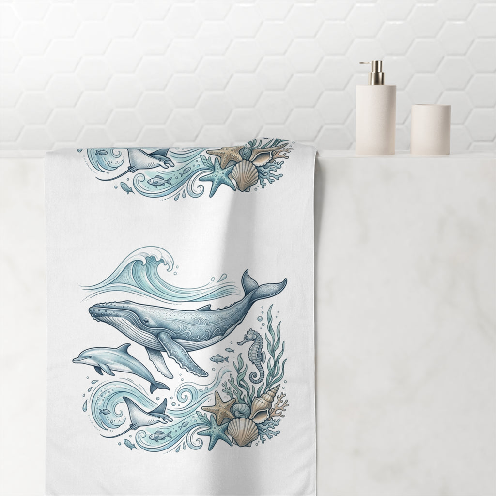 Whale Ocean Beach Towel – Coastal Sea Life Design