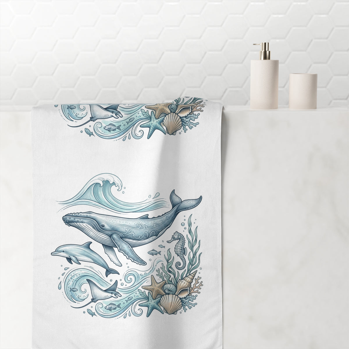 Whale Ocean Beach Towel – Coastal Sea Life Design
