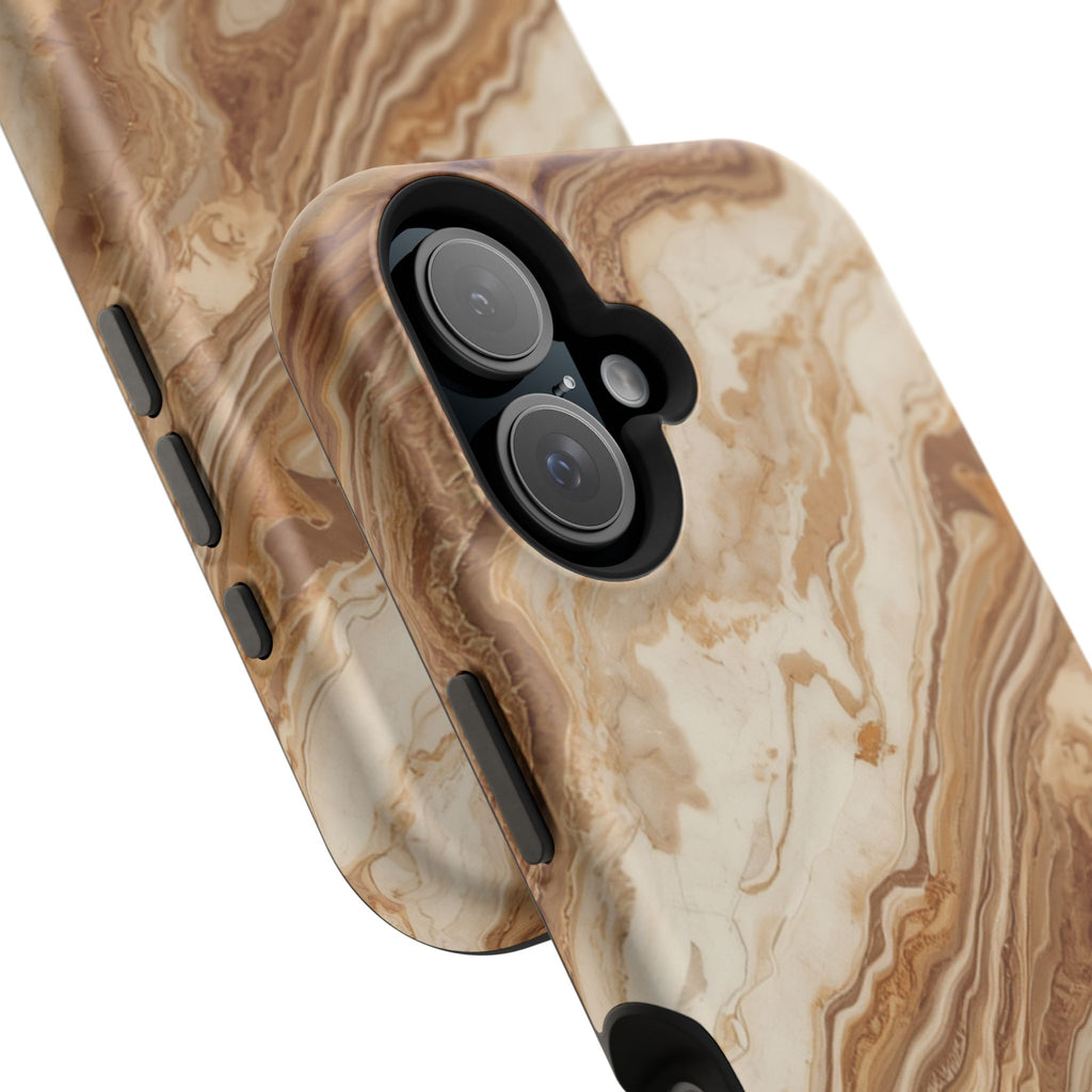 Magnetic Impact-Resistant Phone Case — Brown Marble Protective Cover