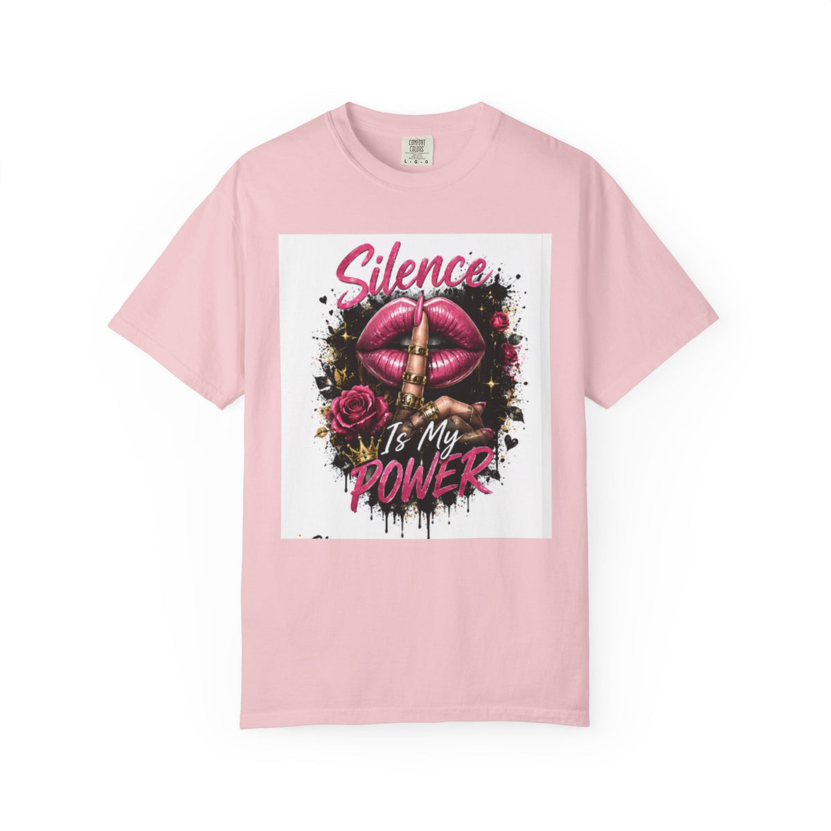 Silence Is My Power T-Shirt — Graphic Lip & Rose Statement Tee