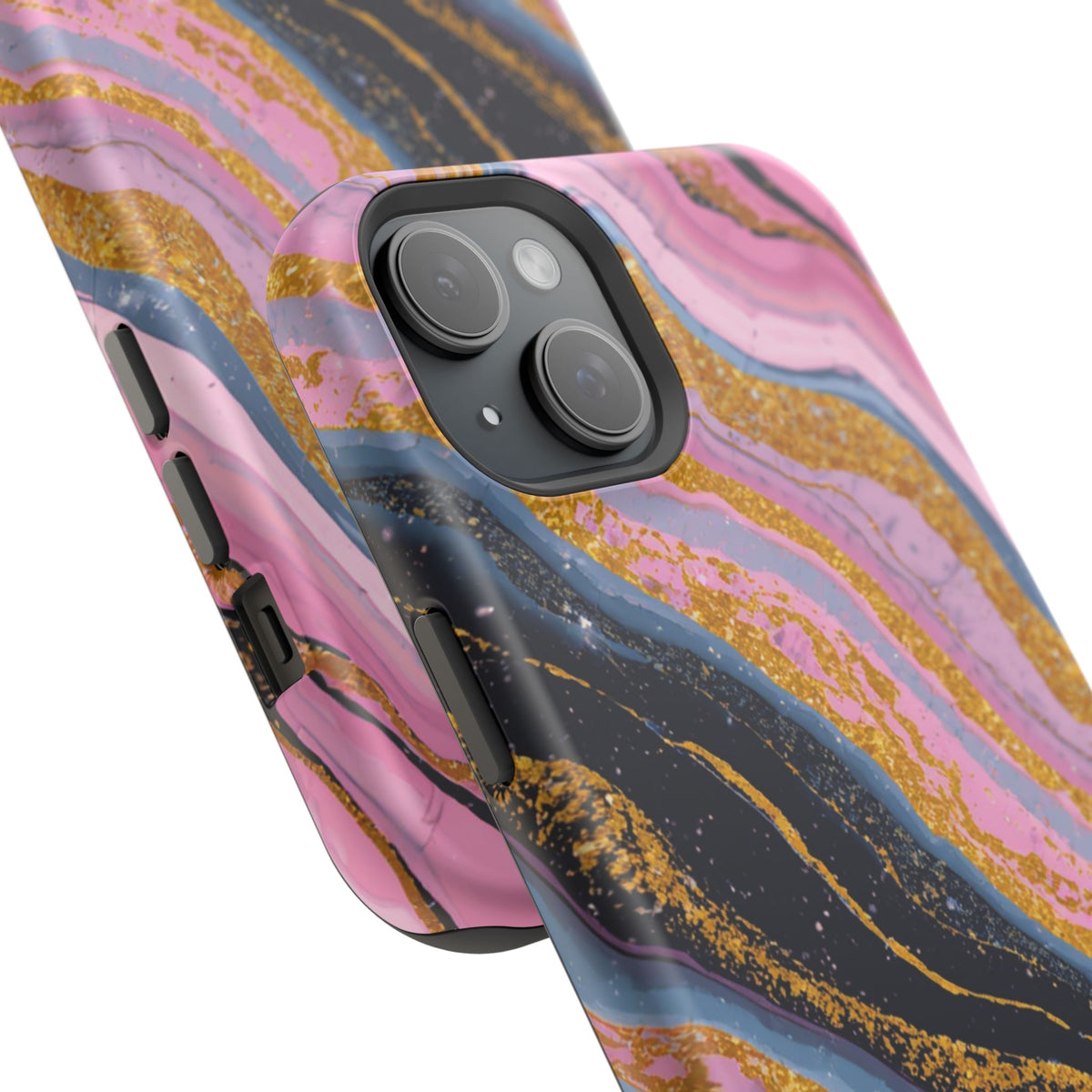 Marbled Pink & Gold Magnetic Phone Case — Impact-Resistant Protective Cover