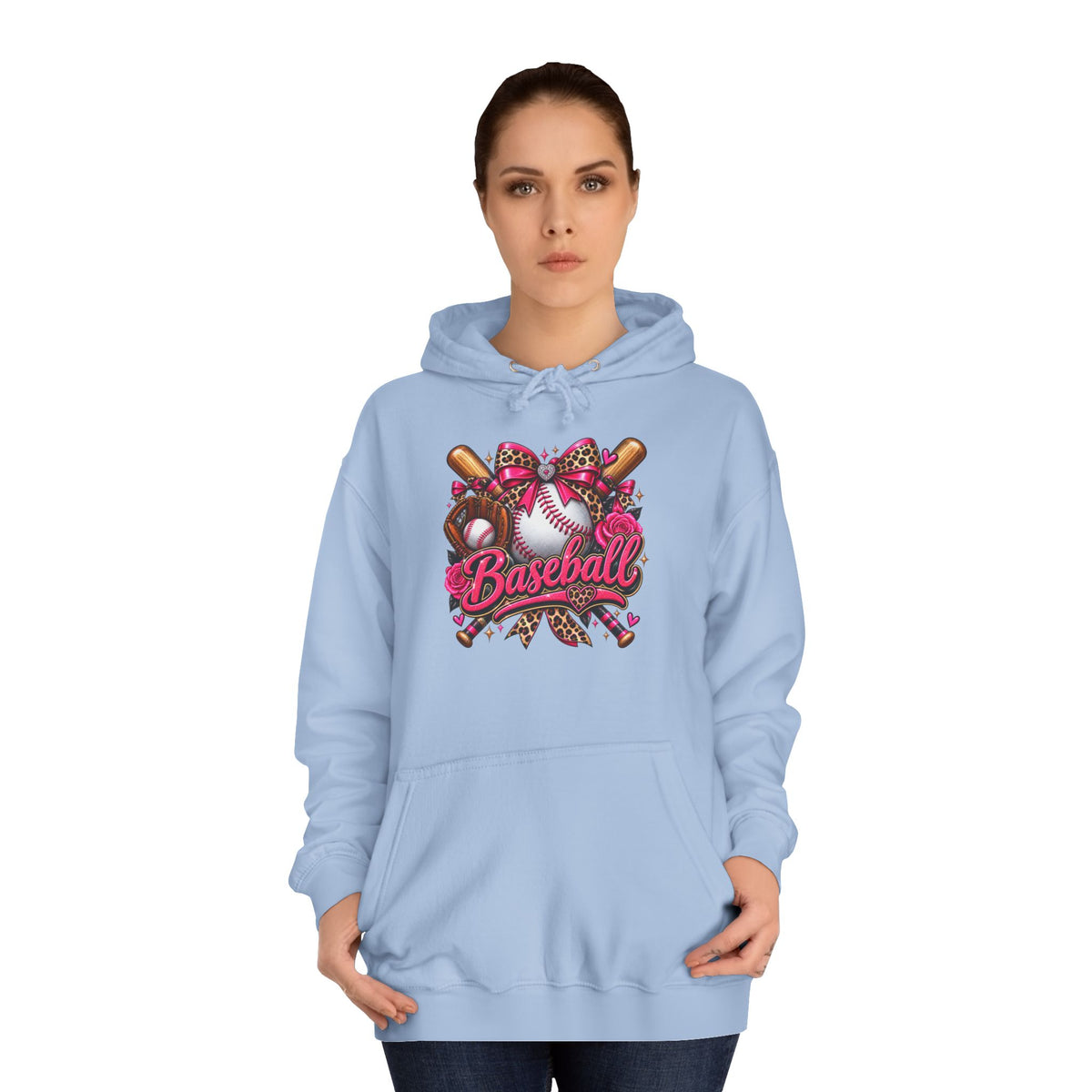 Baseball Heart Graphic Hoodie – Pink Softball/Baseball Team Pullover