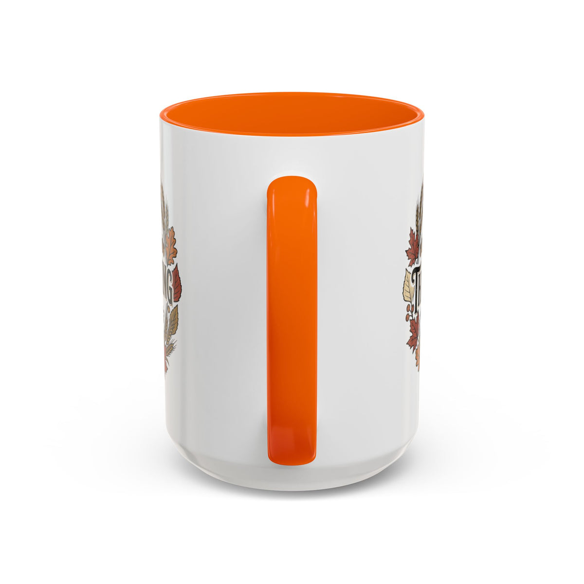 Happy Thanksgiving Accent Coffee Mug — "Harvest Blessings" Fall Pumpkin Wreath (11/15 oz)