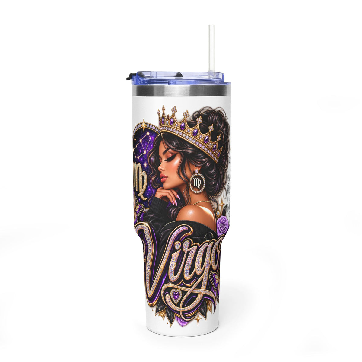 Virgo Zodiac 40oz Thermal Tumbler - Queen Virgo Astrology Travel Mug