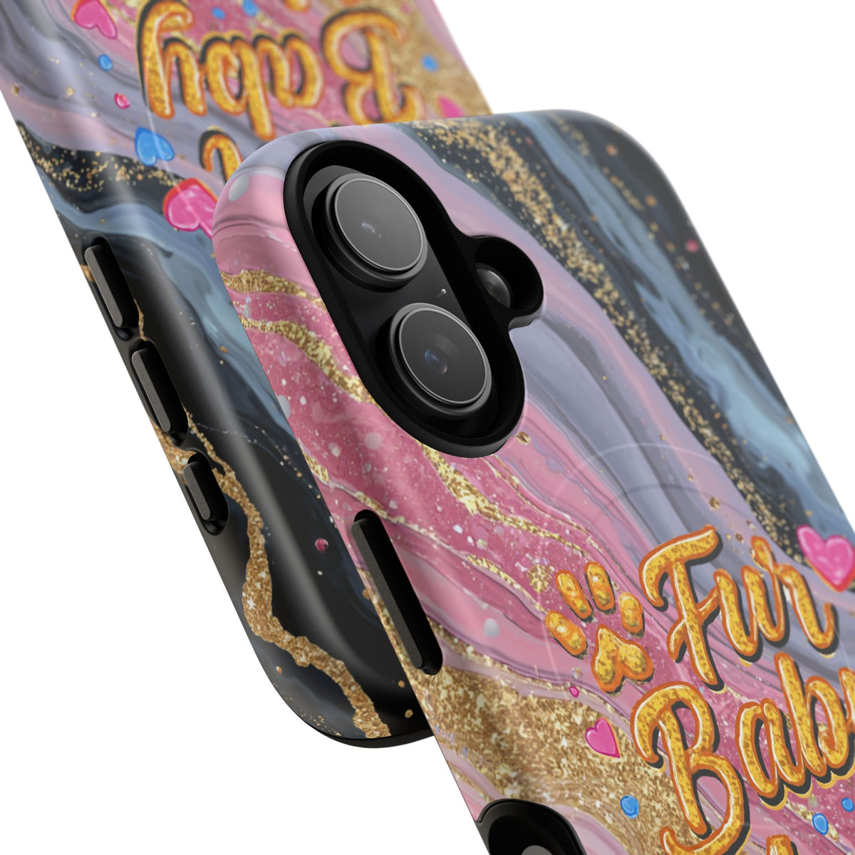 Phone Case — “Fur Baby Mama” Pink Marble Tough Magnetic Case