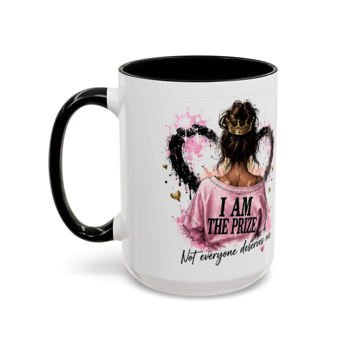 Accent Coffee Mug — "I Am The Prize" Floral Heart Design (11/15oz)