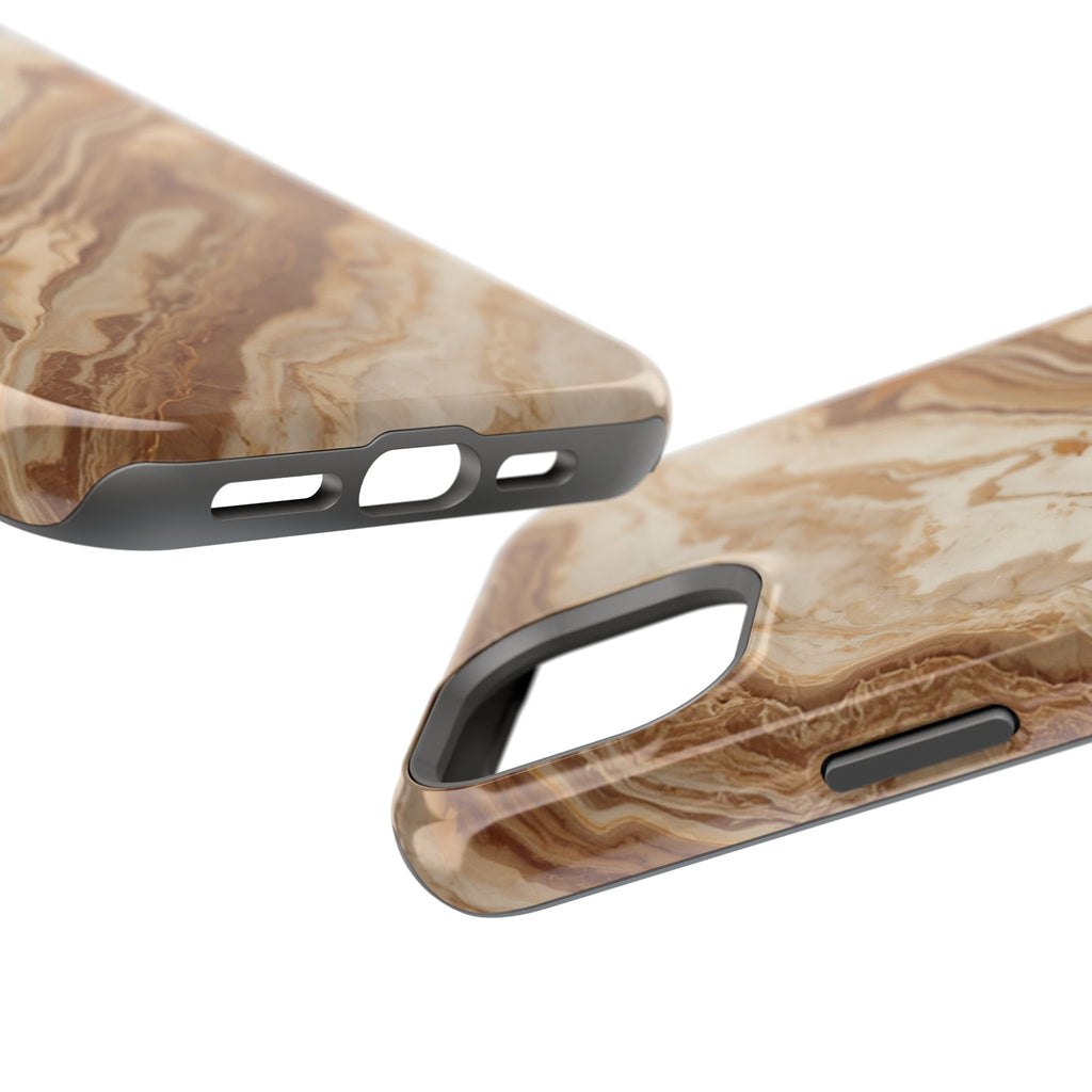 Magnetic Impact-Resistant Phone Case — Brown Marble Protective Cover