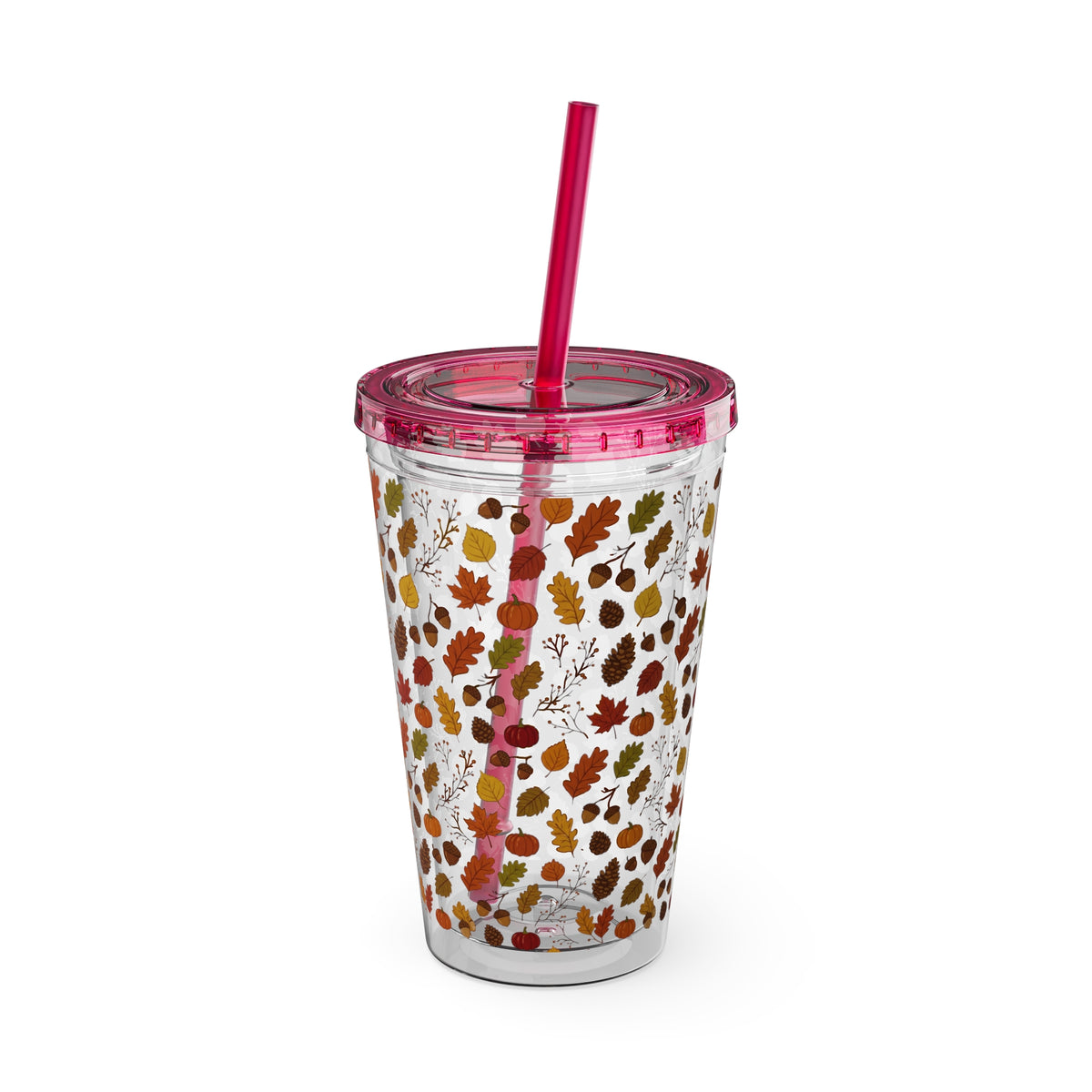 Autumn Leaves 16oz Tumbler with Straw – Fall Floral Insulated Cup