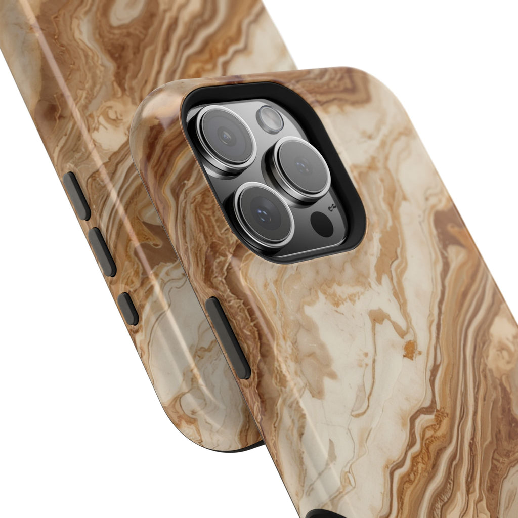 Magnetic Impact-Resistant Phone Case — Brown Marble Protective Cover
