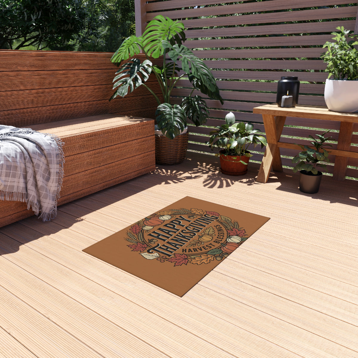 Happy Thanksgiving Outdoor Rug — Harvest Blessings Fall Doormat