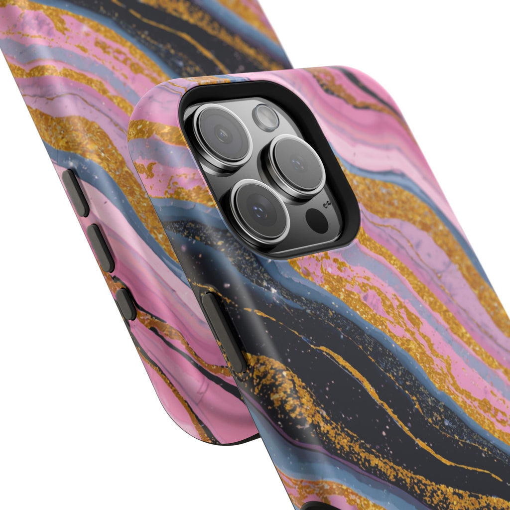 Marbled Pink & Gold Magnetic Phone Case — Impact-Resistant Protective Cover