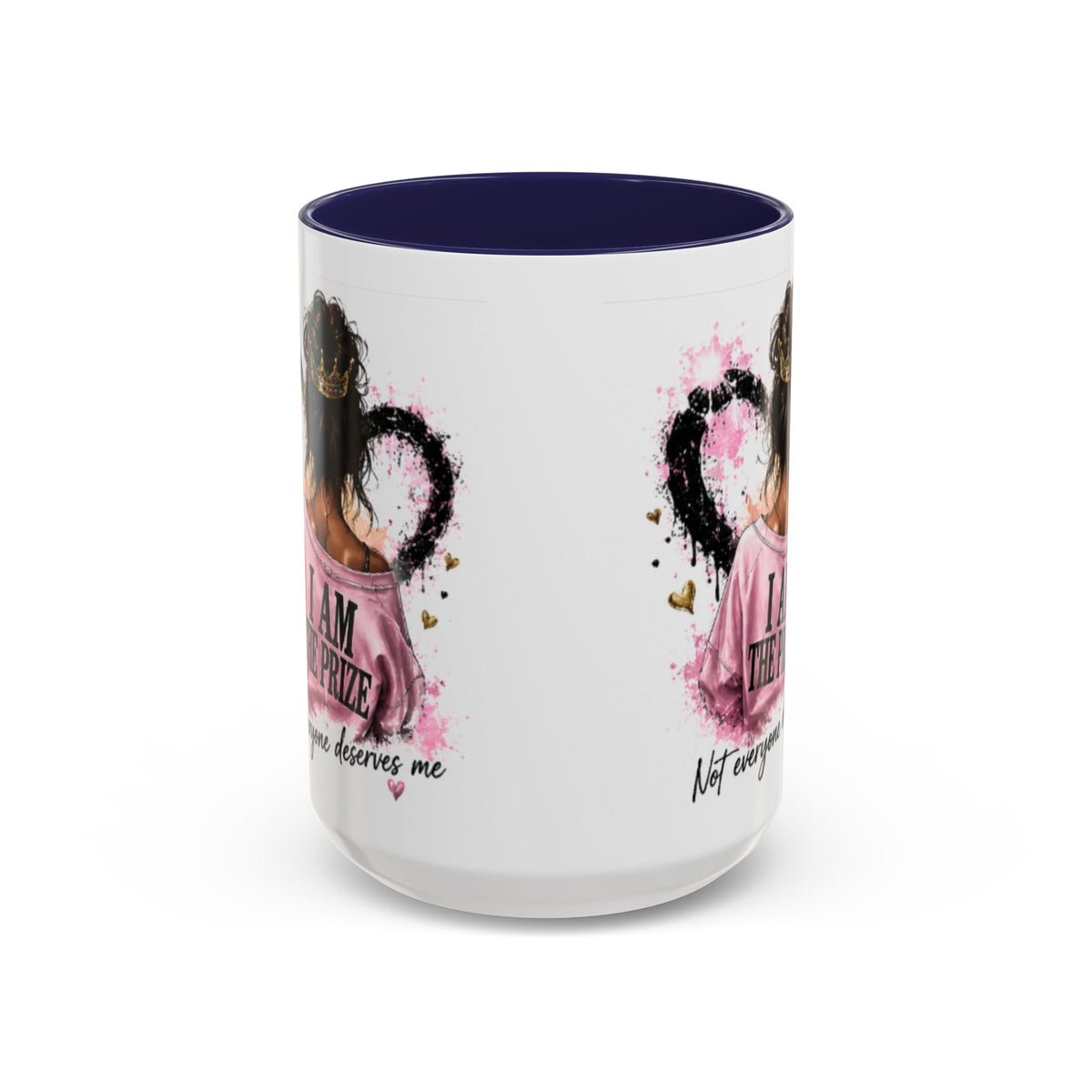 Accent Coffee Mug — "I Am The Prize" Floral Heart Design (11/15oz)