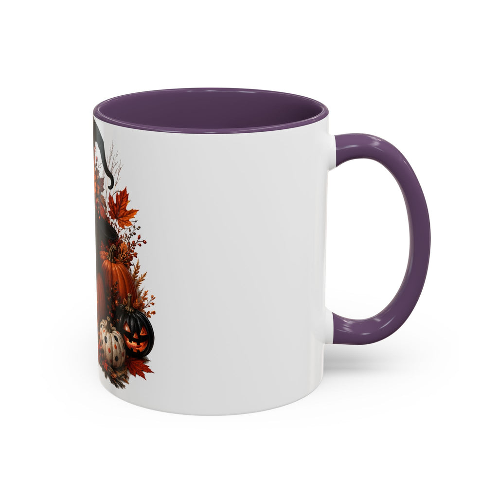 Halloween Black Cat Pumpkin Coffee Mug – Autumn Witch Hat Accent Mug (11/15oz)