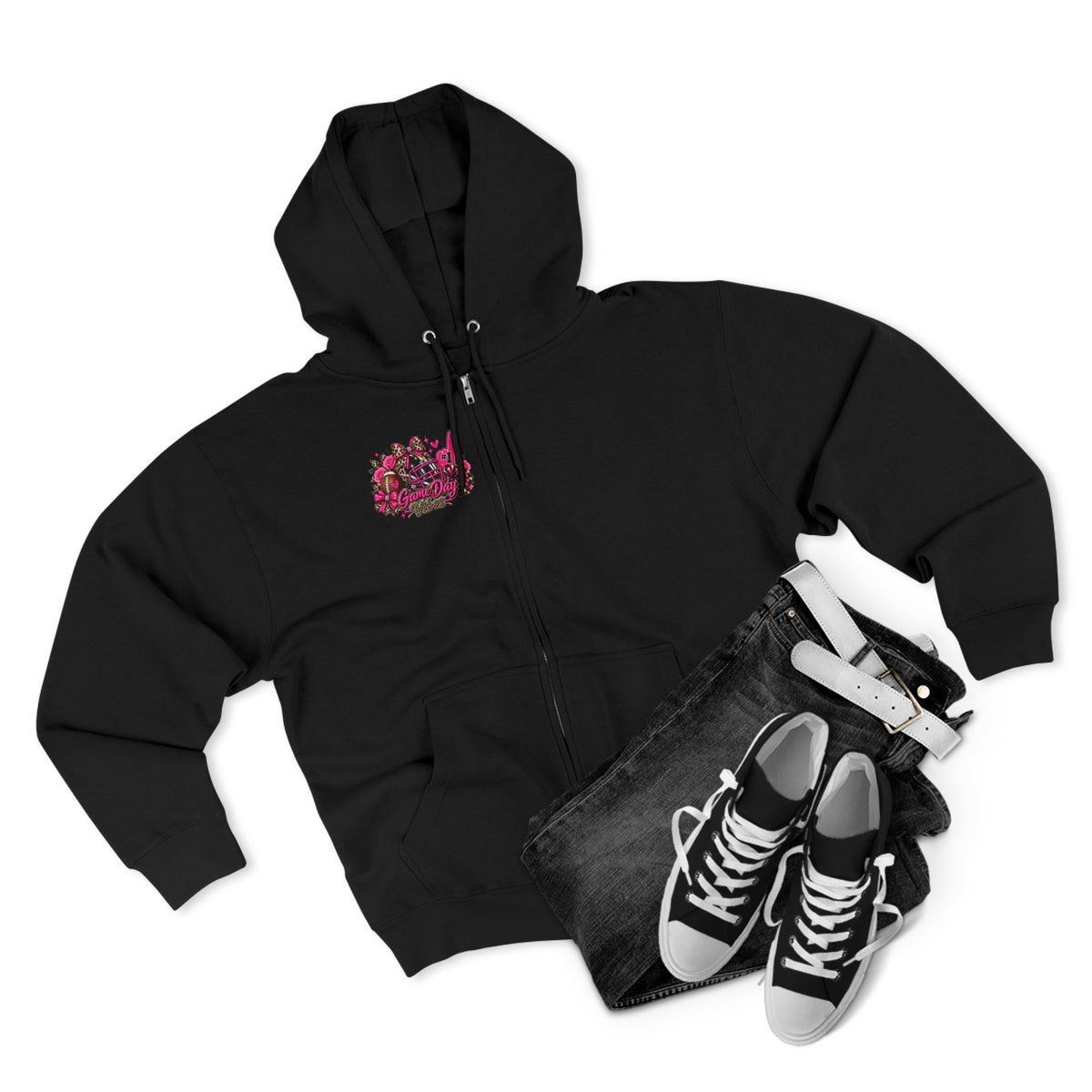Game Day Pink Football Zip Hoodie