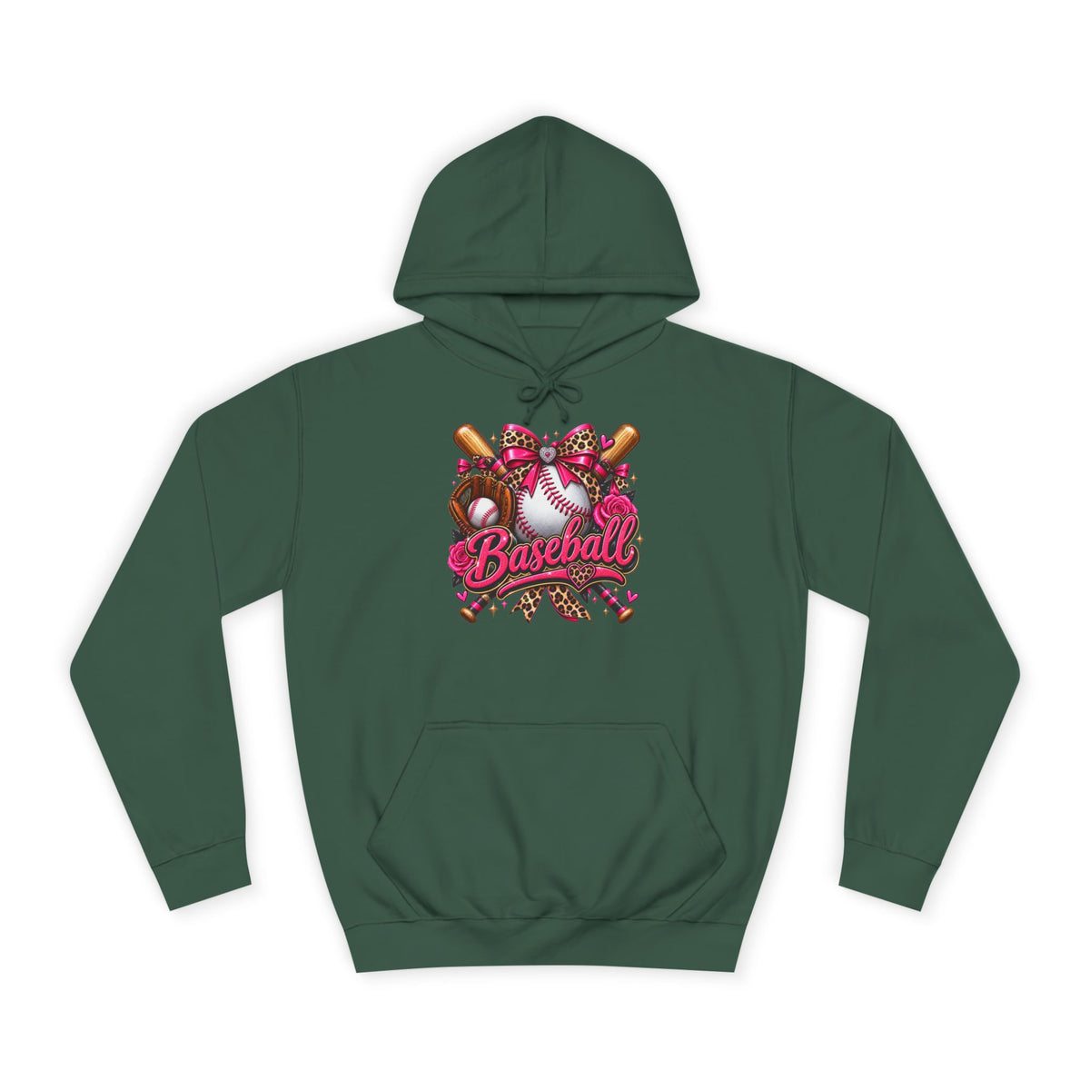 Baseball Heart Graphic Hoodie – Pink Softball/Baseball Team Pullover