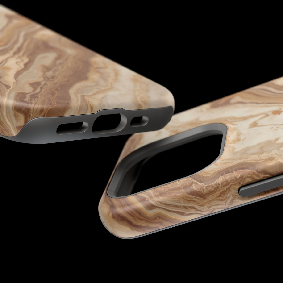 Magnetic Impact-Resistant Phone Case — Brown Marble Protective Cover