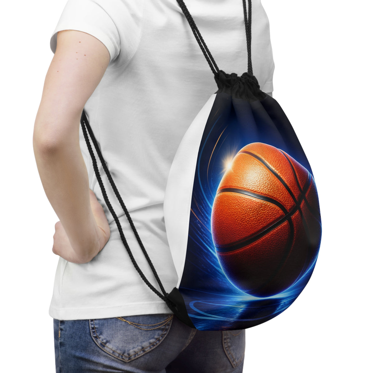 Electric Basketball Drawstring Bag – Neon Sports Gym Sack for Players & Fans