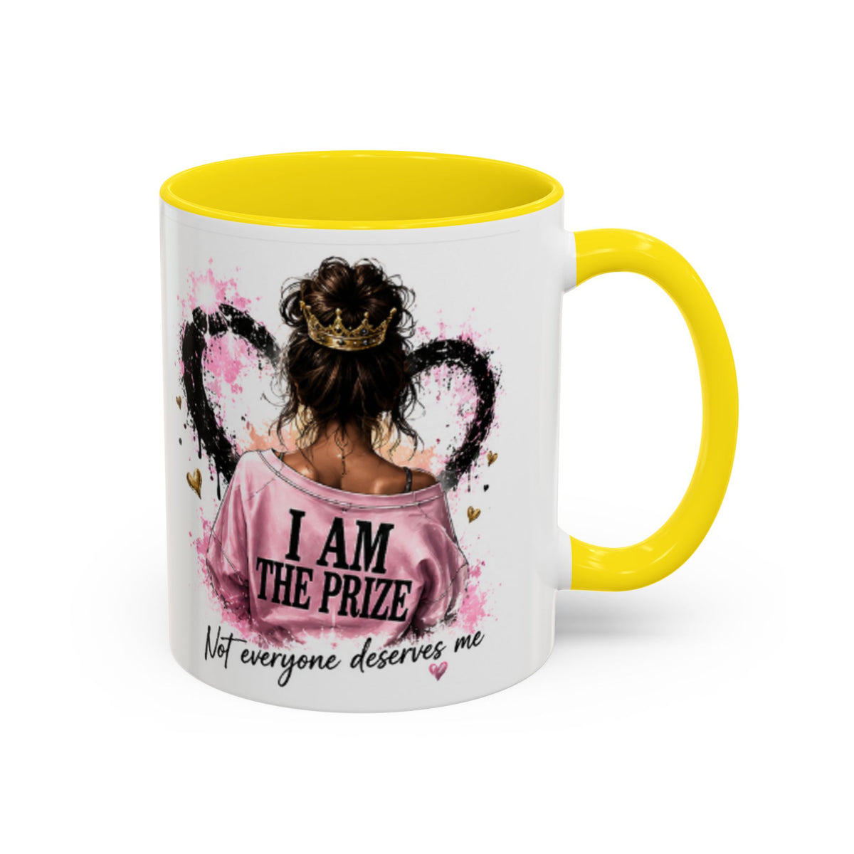 Accent Coffee Mug — "I Am The Prize" Floral Heart Design (11/15oz)
