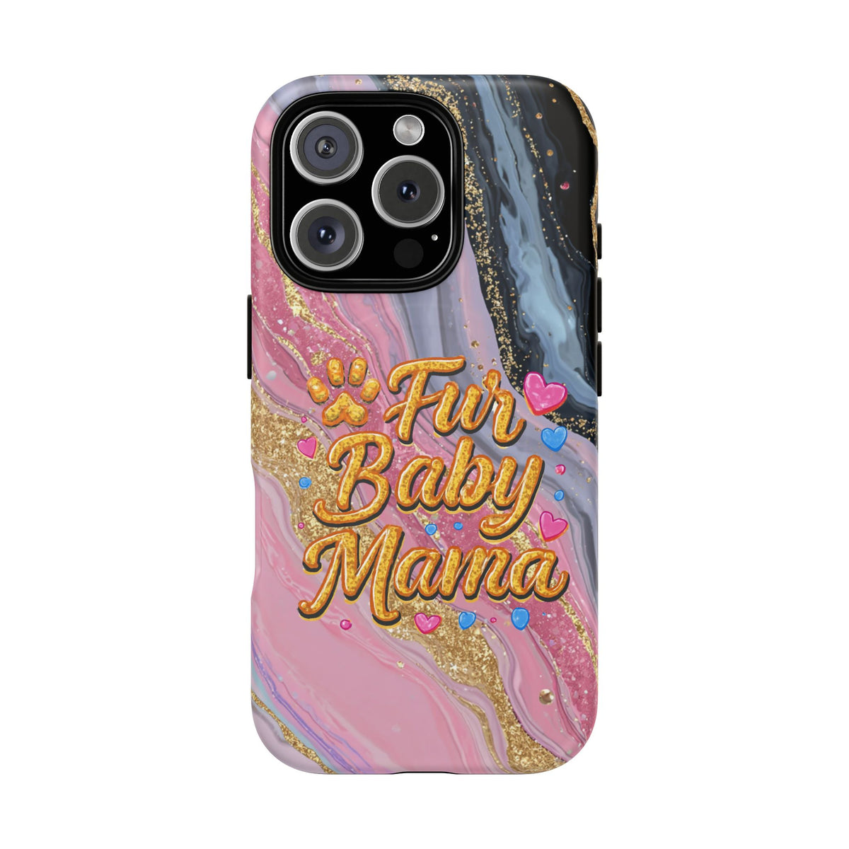 Phone Case — “Fur Baby Mama” Pink Marble Tough Magnetic Case