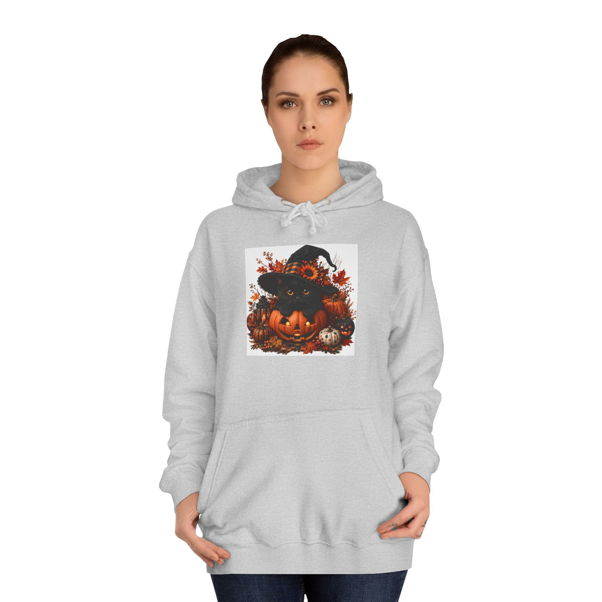 Halloween Pumpkin Witch Hoodie — Cute Spooky Fall College Sweatshirt