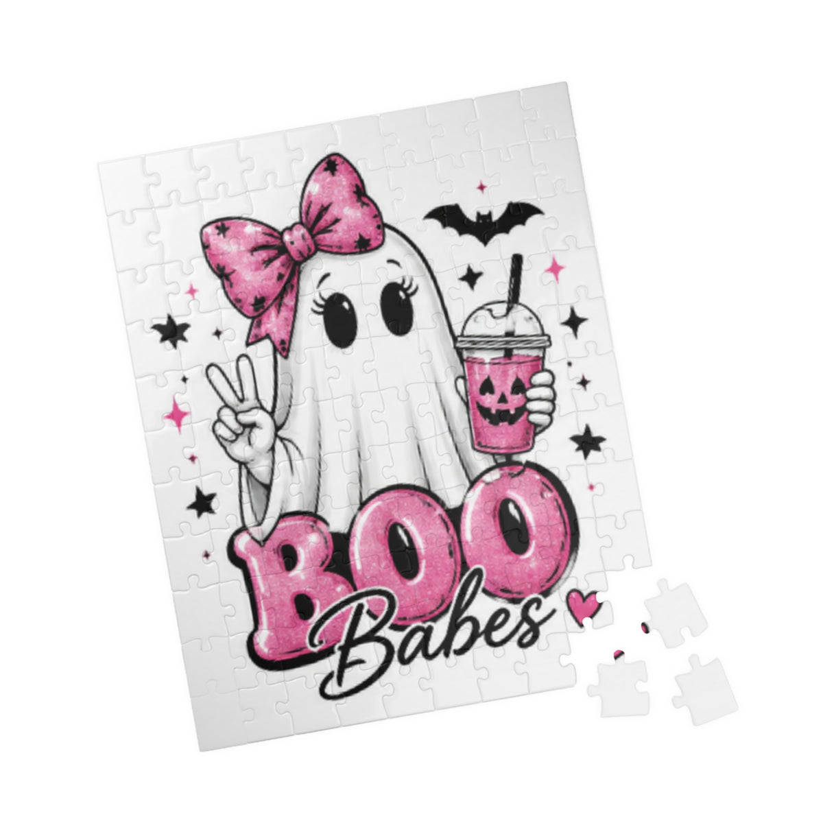 Boo Babes Halloween Puzzle — Cute Ghost with Pink Bow (110–1014 pcs)