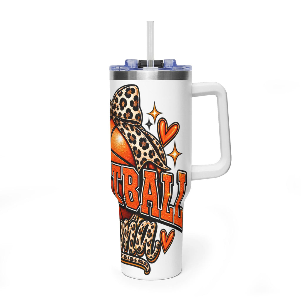 Basketball Mom Leopard Bow 40oz Vacuum Tumbler