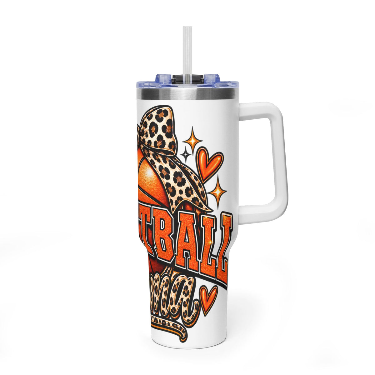 Basketball Mom Leopard Bow 40oz Vacuum Tumbler
