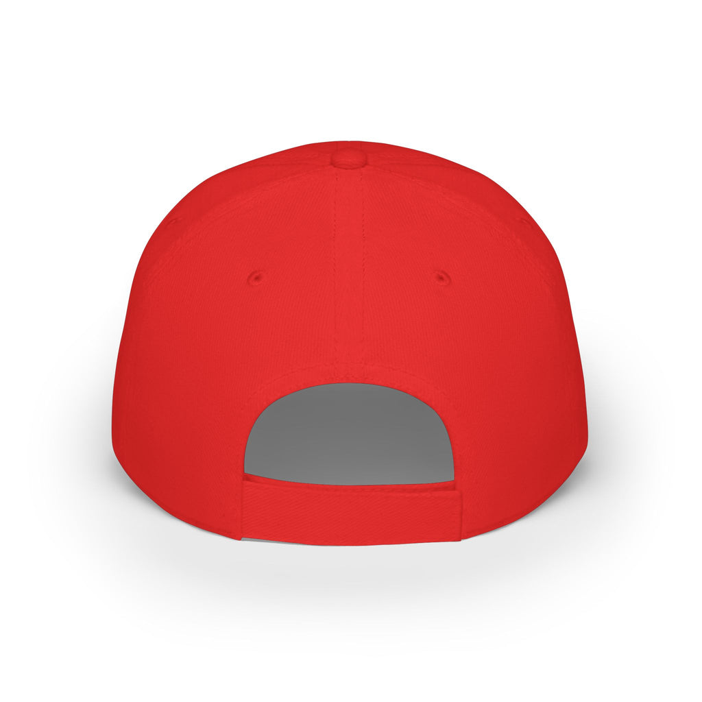 Red Floral Rhinestone Guitar Cap — Low Profile Baseball Hat for Music Lovers