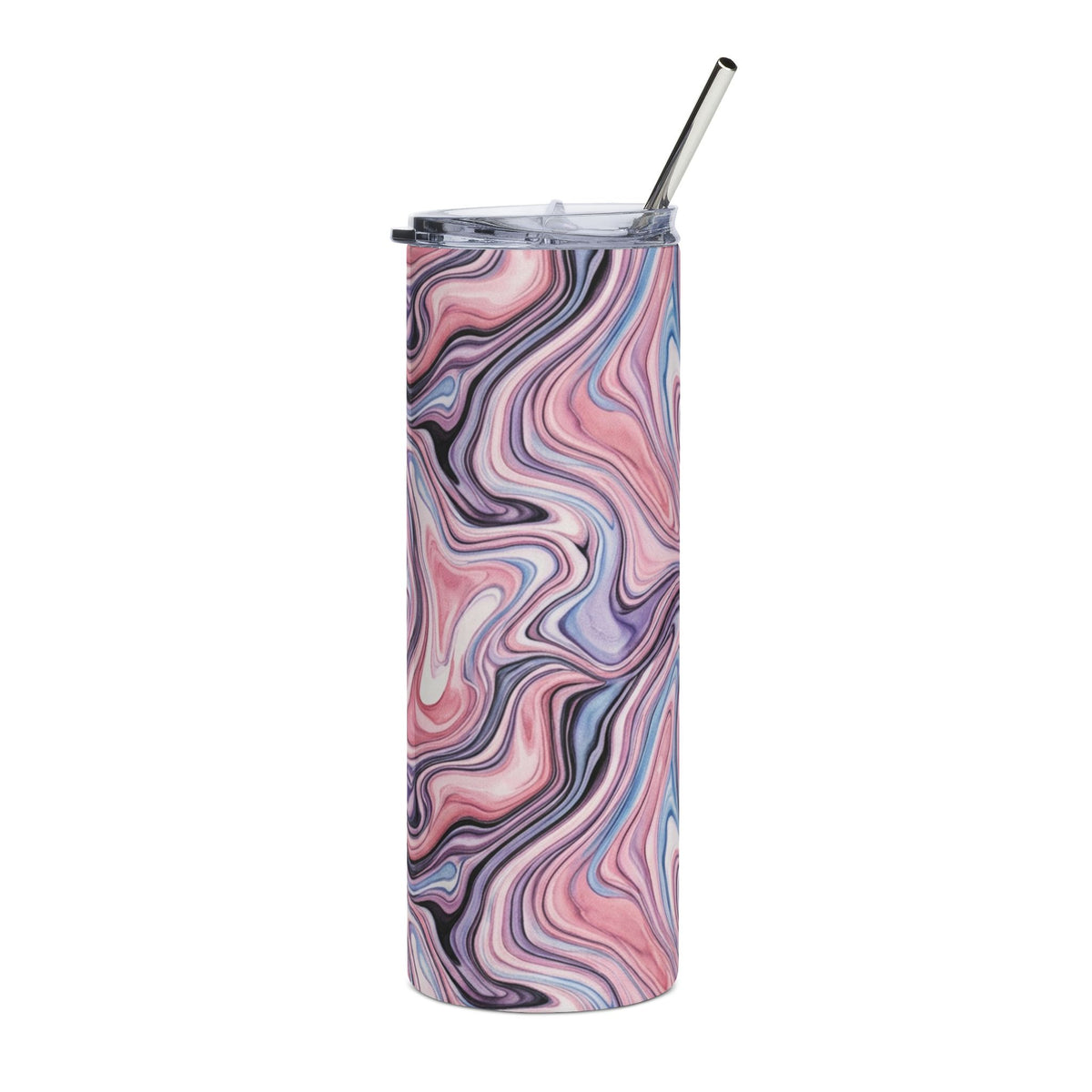 20oz Marble Swirl Stainless Steel Tumbler – Pink Purple Abstract Travel Cup