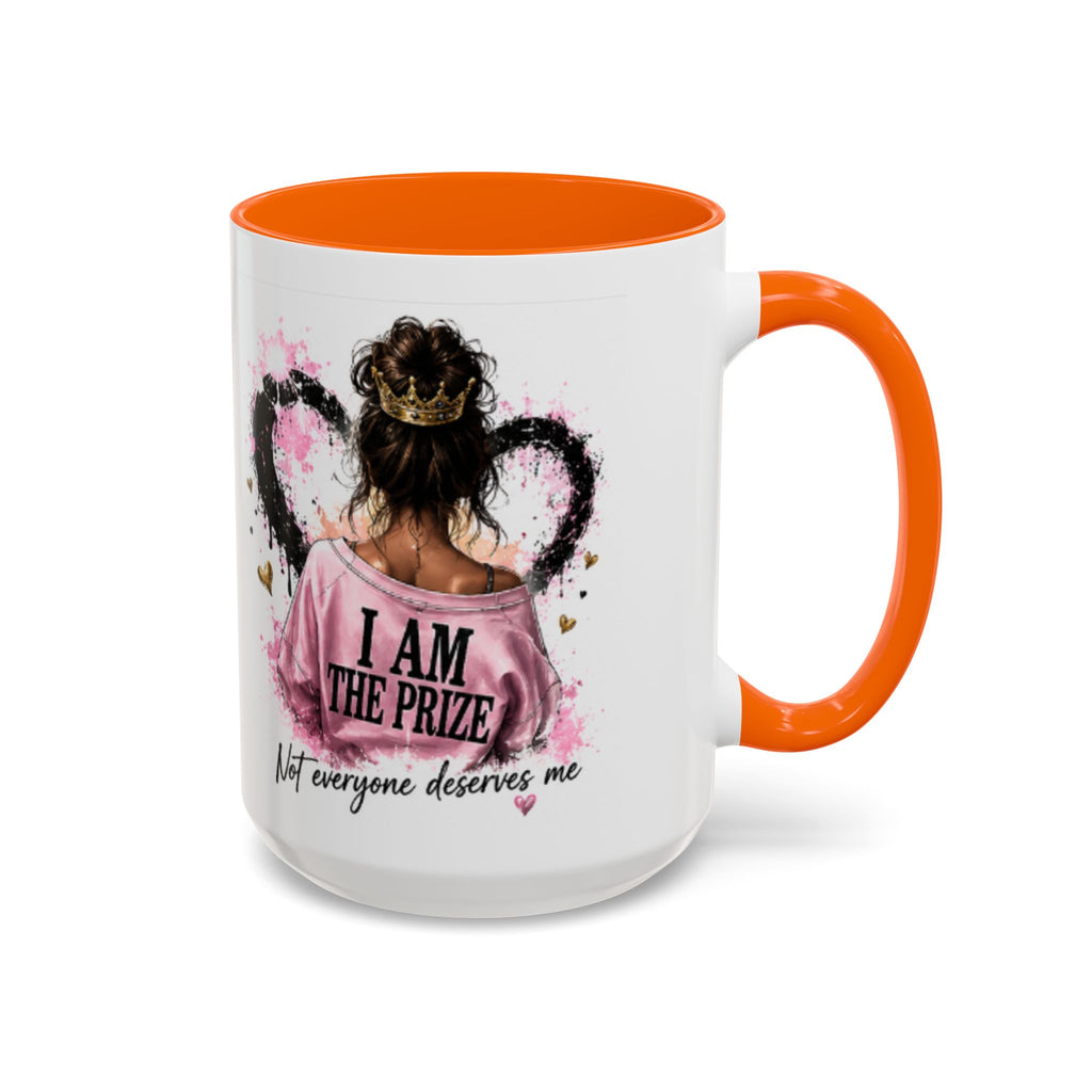 Accent Coffee Mug — "I Am The Prize" Floral Heart Design (11/15oz)