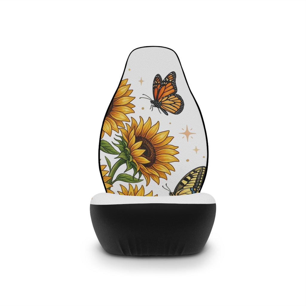 Sunflower & Monarch Car Seat Covers — Floral Butterfly Auto Seat Protector