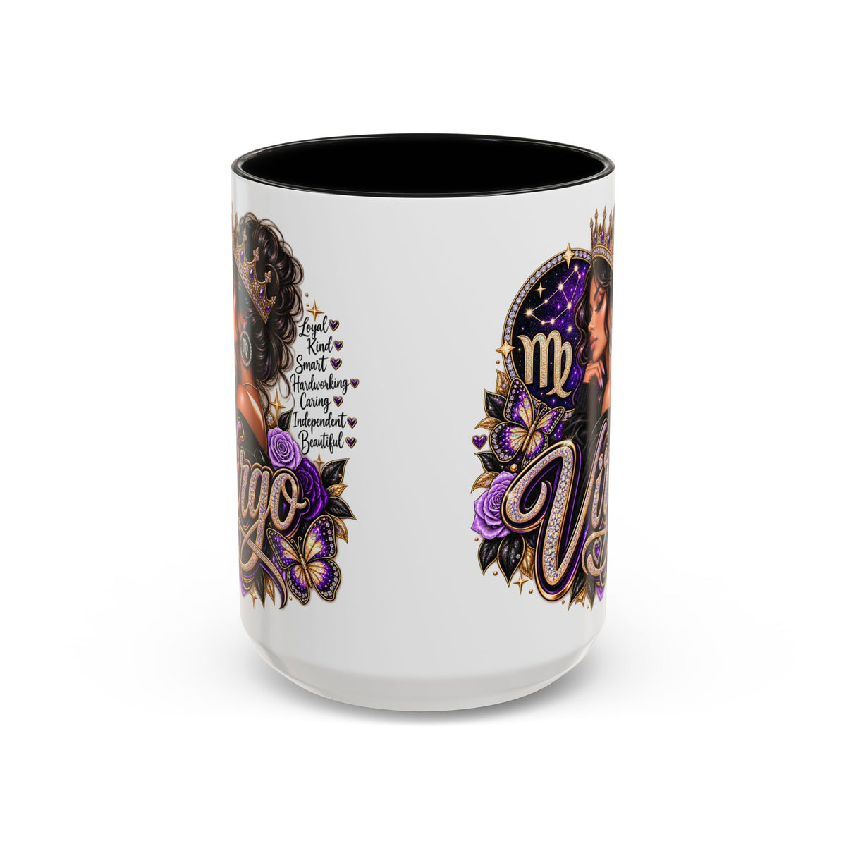 Virgo Zodiac Accent Coffee Mug — Purple Crowned Virgo Astrology Gift (11/15oz)