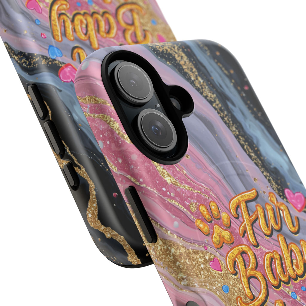 Phone Case — “Fur Baby Mama” Pink Marble Tough Magnetic Case