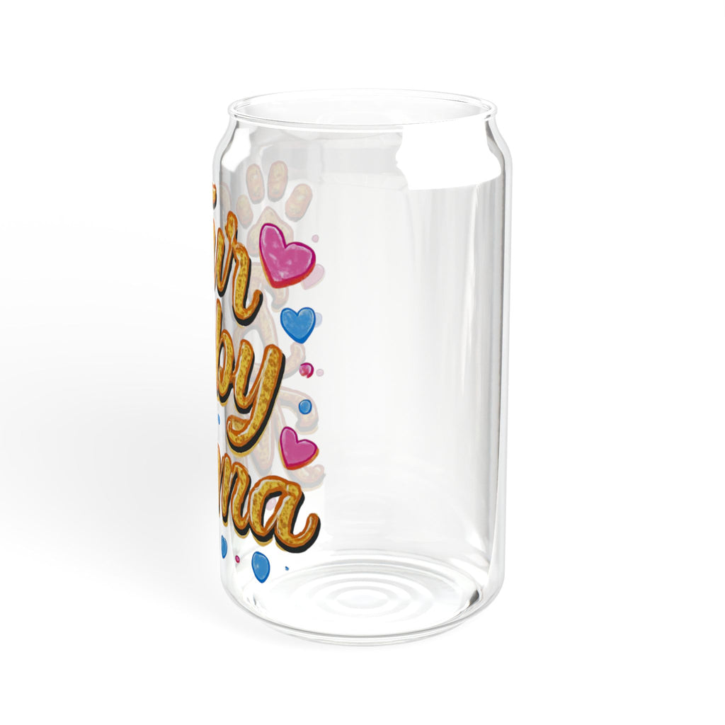 Fur Baby Mama 16oz Sipper Glass – Cute Pawprint Pet Mom Drink Jar