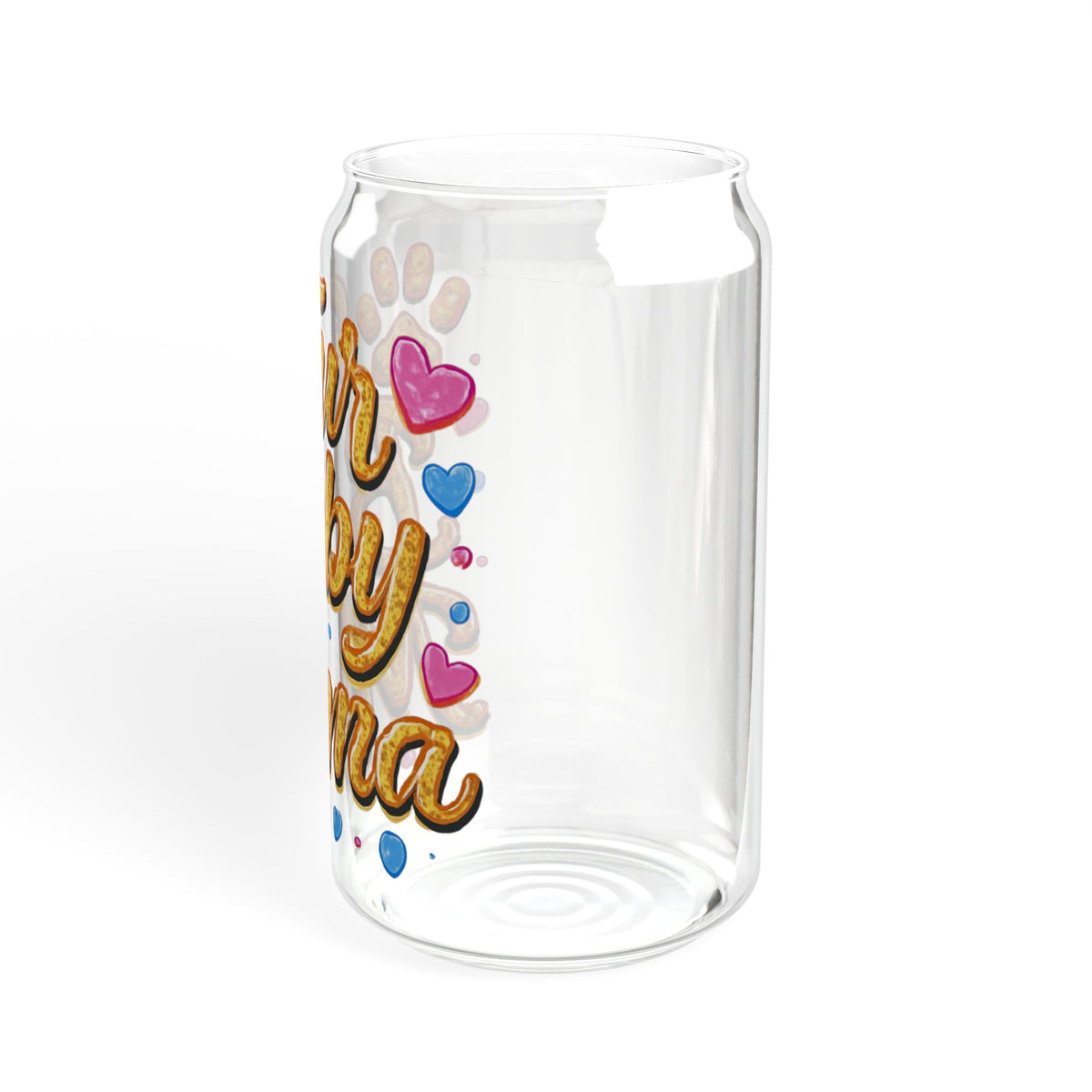 Fur Baby Mama 16oz Sipper Glass – Cute Pawprint Pet Mom Drink Jar