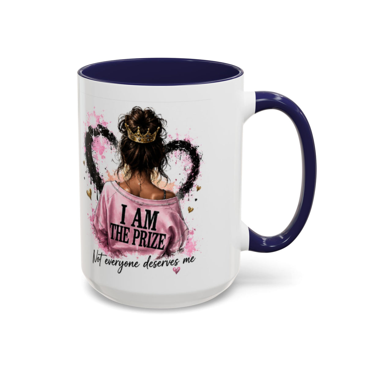 Accent Coffee Mug — "I Am The Prize" Floral Heart Design (11/15oz)