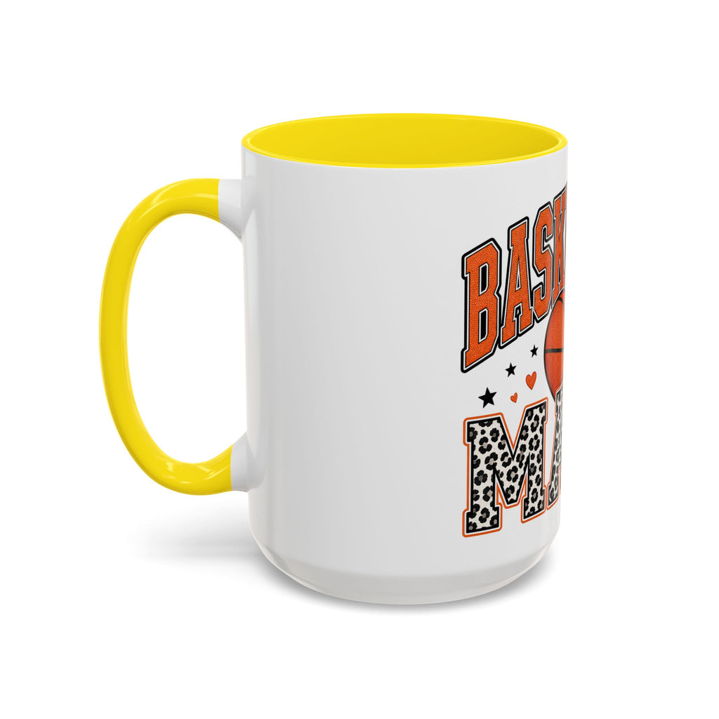 Basketball Mama Accent Coffee Mug – Leopard Print Hoop Mom Gift (11/15oz)