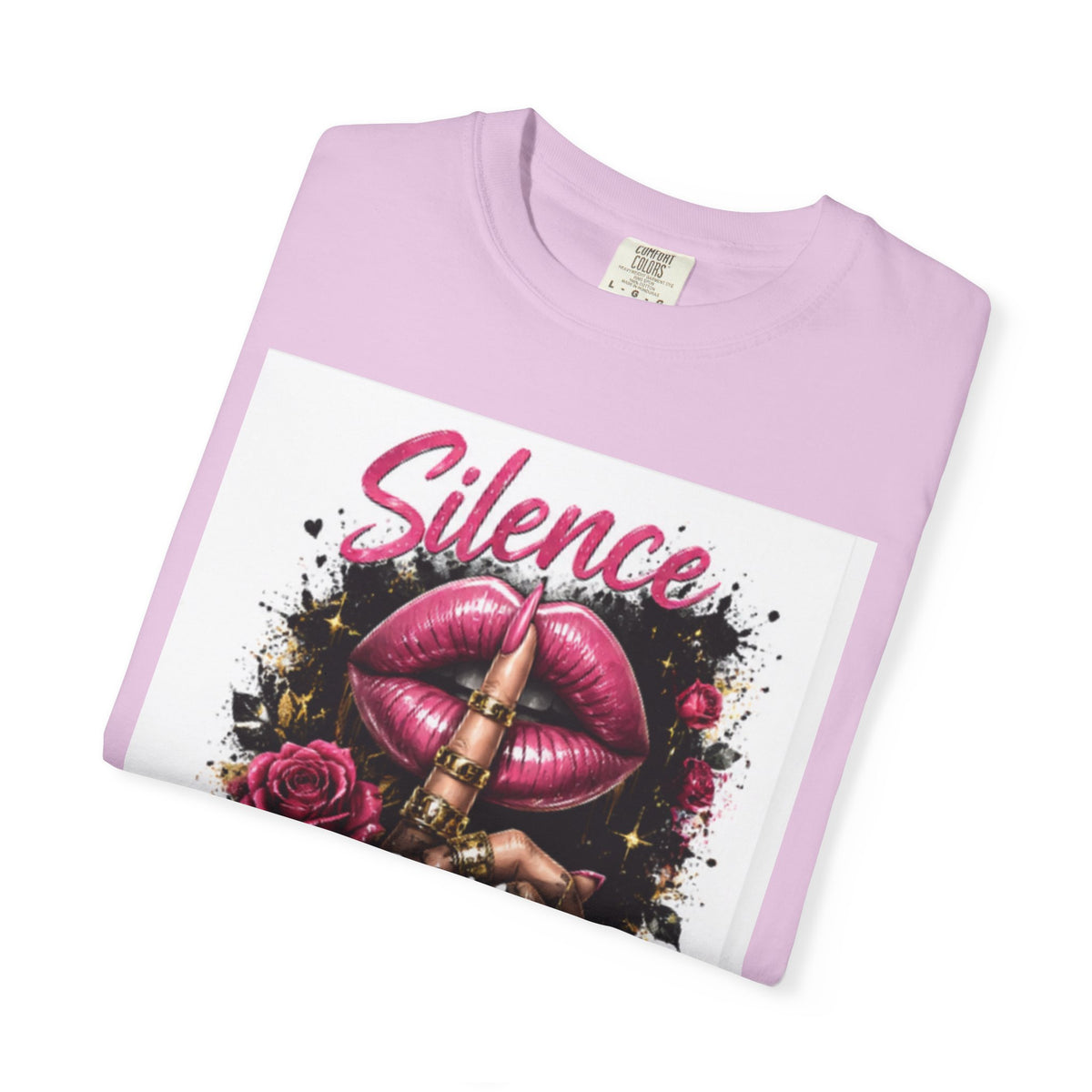 Silence Is My Power T-Shirt — Graphic Lip & Rose Statement Tee