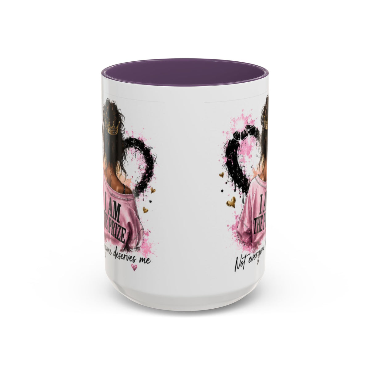 Accent Coffee Mug — "I Am The Prize" Floral Heart Design (11/15oz)
