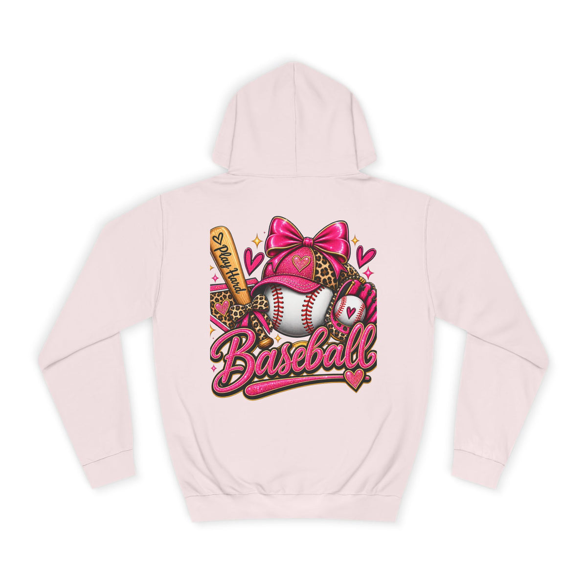 Baseball Hoodie – Cute Pink Bow Softball Fan Pullover